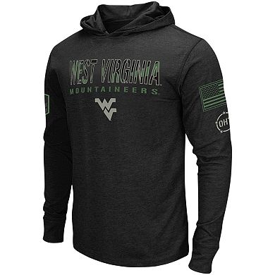 Men's Colosseum Black West Virginia Mountaineers Big & Tall OHT Military Appreciation Tango Long Sleeve Hoodie T-Shirt