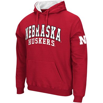 Men's Colosseum Scarlet Nebraska Huskers Double Arch Pullover Hoodie