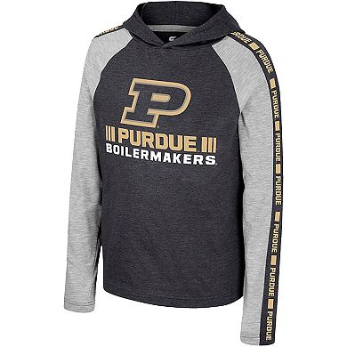 Youth Colosseum Black Purdue Boilermakers Ned Raglan Long Sleeve Hooded T-Shirt
