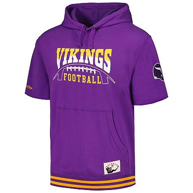 Men's Mitchell & Ness  Purple Minnesota Vikings Pre-Game Short Sleeve Pullover Hoodie