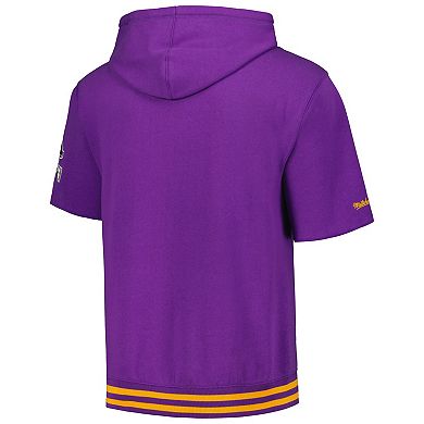 Men's Mitchell & Ness  Purple Minnesota Vikings Pre-Game Short Sleeve Pullover Hoodie