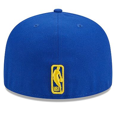 Men's New Era Royal Golden State Warriors Big Arch Text 59FIFTY Fitted Hat