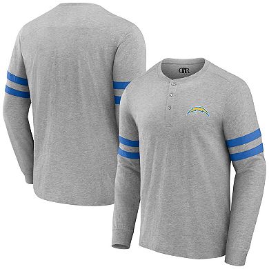 Men's NFL x Darius Rucker Collection by Fanatics Heather Gray Los Angeles Chargers Henley Long Sleeve T-Shirt
