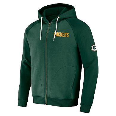Men's NFL x Darius Rucker Collection by Fanatics Green Green Bay Packers Raglan Full-Zip Hoodie