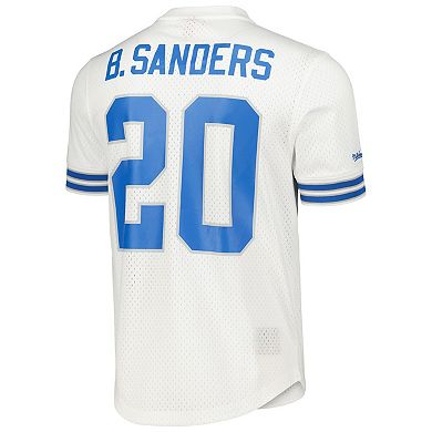 Men's Mitchell & Ness Barry Sanders White Detroit Lions Retired Player Name & Number Mesh Top