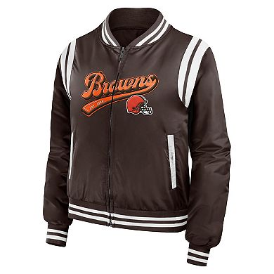 Women's WEAR by Erin Andrews Brown Cleveland Browns Bomber Full-Zip Jacket