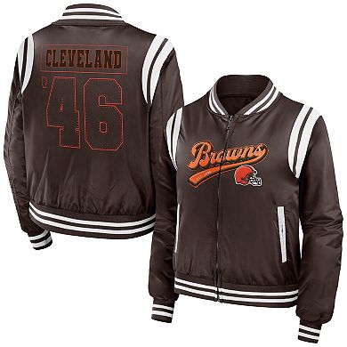 Women's WEAR by Erin Andrews Brown Cleveland Browns Bomber Full-Zip Jacket