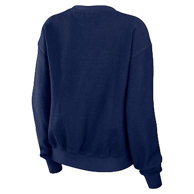 Women's WEAR by Erin Andrews Navy Cleveland Guardians Vintage Cord Pullover Sweatshirt