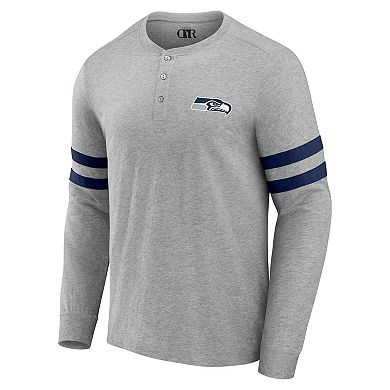Men's NFL x Darius Rucker Collection by Fanatics Heather Gray Seattle Seahawks Henley Long Sleeve T-Shirt