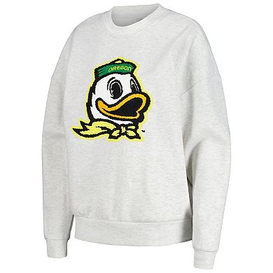 Women's Gameday Couture Ash Oregon Ducks Team Effort Pullover Sweatshirt & Shorts Sleep Set