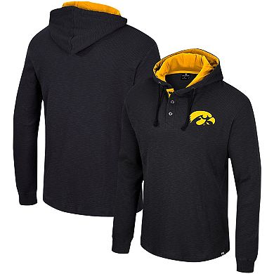 Men's Colosseum Black Iowa Hawkeyes Affirmative Thermal Hoodie Long Sleeve T-Shirt