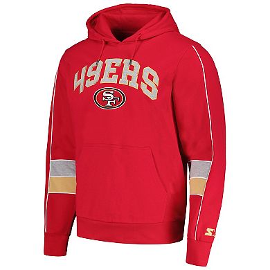 Men's Starter Scarlet San Francisco 49ers Captain Pullover Hoodie