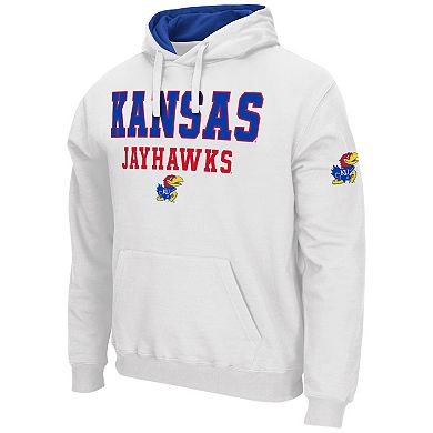 Men's Colosseum White Kansas Jayhawks Sunrise Pullover Hoodie