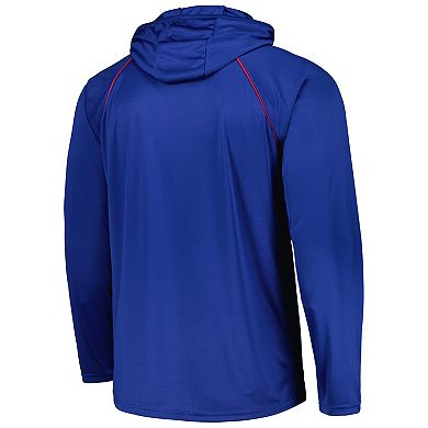Men's Starter Royal New York Giants Gridiron Classics Throwback Raglan Long Sleeve Hooded T-Shirt