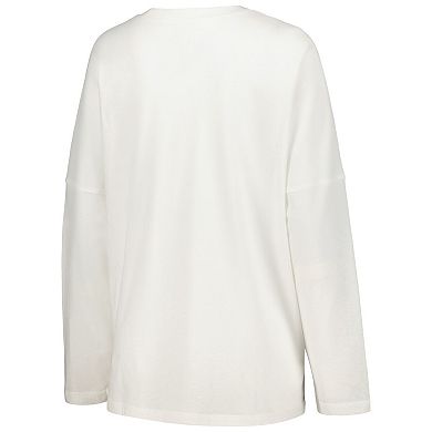 Women's League Collegiate Wear White Wisconsin Badgers Clothesline Oversized Long Sleeve T-Shirt