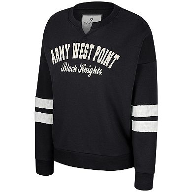 Women's Colosseum Black Army Black Knights Perfect Date Notch Neck Pullover Sweatshirt