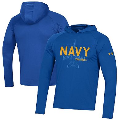 Men's Under Armour Royal Navy Midshipmen Blue Angels Performance Raglan Hoodie T-Shirt