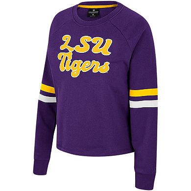 Women's Colosseum Purple LSU Tigers Talent Competition Raglan Pullover Sweatshirt