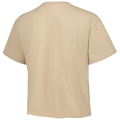 Women's League Collegiate Wear Tan Indiana Hoosiers Banner Clothesline Cropped T-Shirt