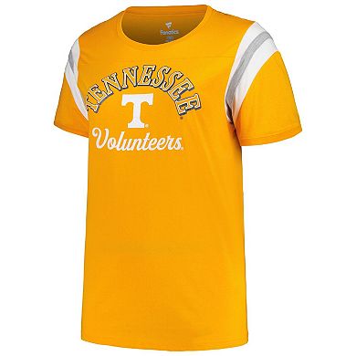Women's Profile Tennessee Orange Tennessee Volunteers Plus Size Striped Tailgate Scoop Neck T-Shirt