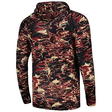 Men's Columbia  Black Florida State Seminoles PFG Terminal Tackle Omni-Shade Rippled Long Sleeve Hooded T-Shirt