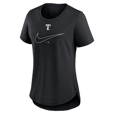 Women's Nike Black Texas Rangers Big Swoosh Tri-Blend Scoop Neck T-Shirt