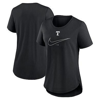 Women's Nike Black Texas Rangers Big Swoosh Tri-Blend Scoop Neck T-Shirt