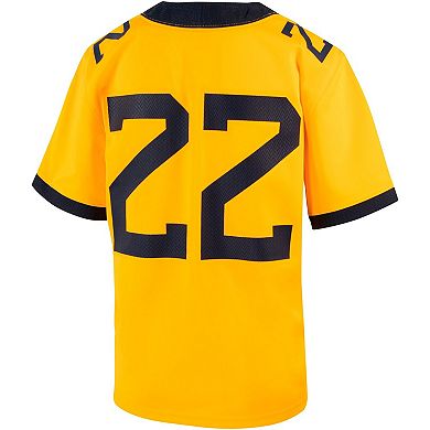 Youth Nike #22 Gold West Virginia Mountaineers Football Game Jersey