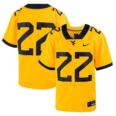 Youth Nike #22 Gold West Virginia Mountaineers Football Game Jersey