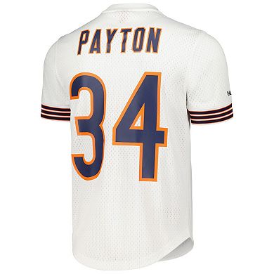 Men's Mitchell & Ness Walter Payton White Chicago Bears Retired Player Name & Number Mesh Top