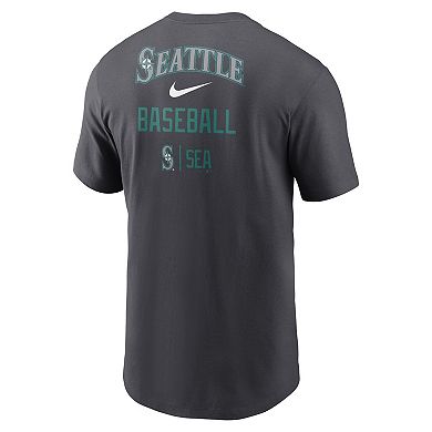 Men's Nike Charcoal Seattle Mariners Logo Sketch Bar T-Shirt