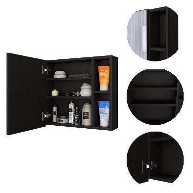 Minsk Medicine Cabinet, Mirror, Two External Shelves, Single Door Cabinet, Three Interior Shelves