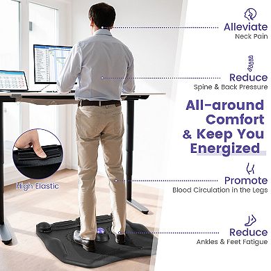 Anti-Fatigue Standing Desk Mat with Massage Roller Ball and Points