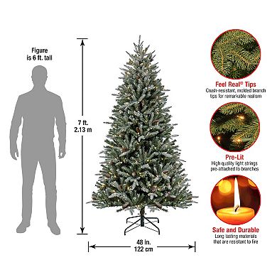 National Tree Company 7-ft. Pre-Lit Snowy Olallie Pine Hinged Artificial Christmas Tree