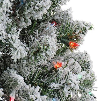 National Tree Company 6 1/2-ft. Pre-Lit Feel Real Snowy Mixed Pine Hinged Artificial Christmas Tree