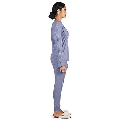 Women's 100% Cotton Slub Knit Metallic Star Accent Pajama Set