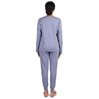 Women's 100% Cotton Slub Knit Metallic Star Accent Pajama Set