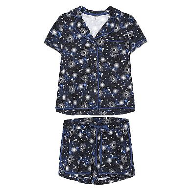 Women's Celestial Notch Collar Shorts Cotton Blend Pajama Set