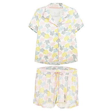 Women's Coral Reef Notch Collar Short Cotton Blend Pajama Set