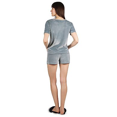 Women's Soft Velour Matching Shorts and T-Shirt Set