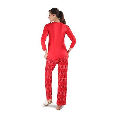 Women's Santa Don't Judge Me Snowflake Love Pajama Set