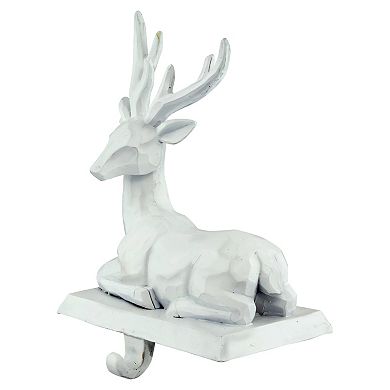 Set of 2 White Reindeer Christmas Stocking Holders 7"