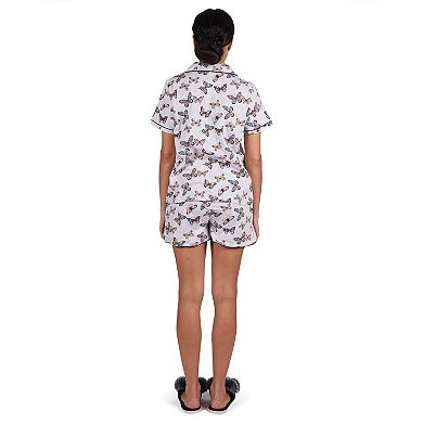 Women's Butterfly Notch Collar Cotton Blend Short Pajama Set