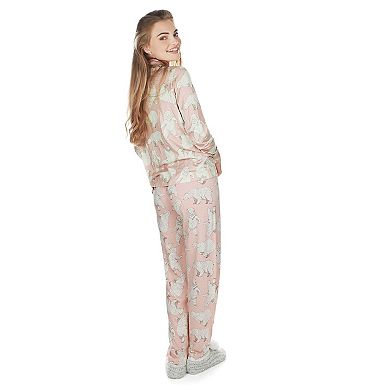 Women's Cotton Blend Polar Bears Notch Collar Pajama Set