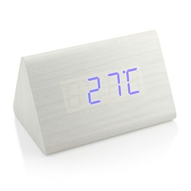 F.C Design Modern Triangle Wood Clock Digital LED Wooden Alarm Clocks Digital Desk Thermometer Classical Timer Calendar