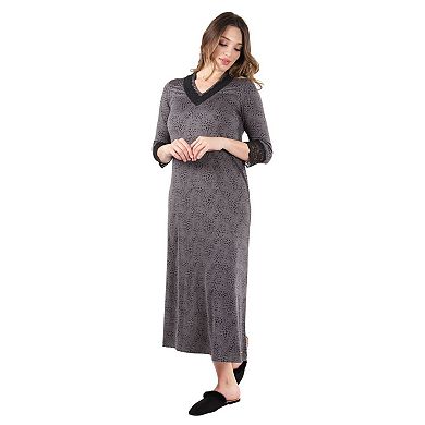 Women's Three Quarter Sleeve Nightgown with Lace Trim