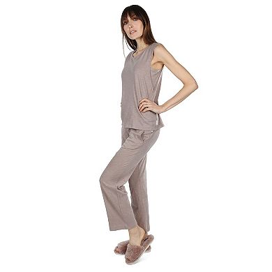 Women's Relaxed Fit 100% Cotton Slub Knit Pants and T-Shirt Set