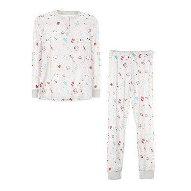 2 Piece Women's Holiday Getaway Cotton Blend Pajama Set