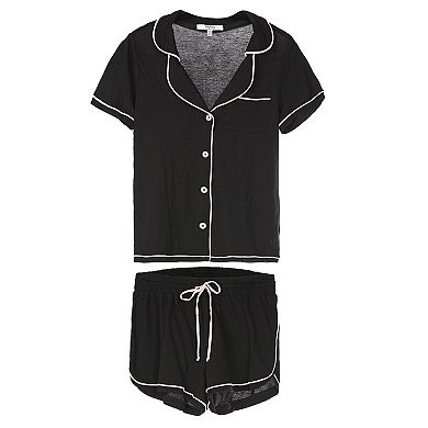 Women's Nocturnal Notch Collar Cotton Blend Pajama Set