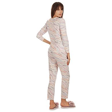 2 Piece Women's Pastel Zebra Long Sleeve and Tapered Pant Pajama Set